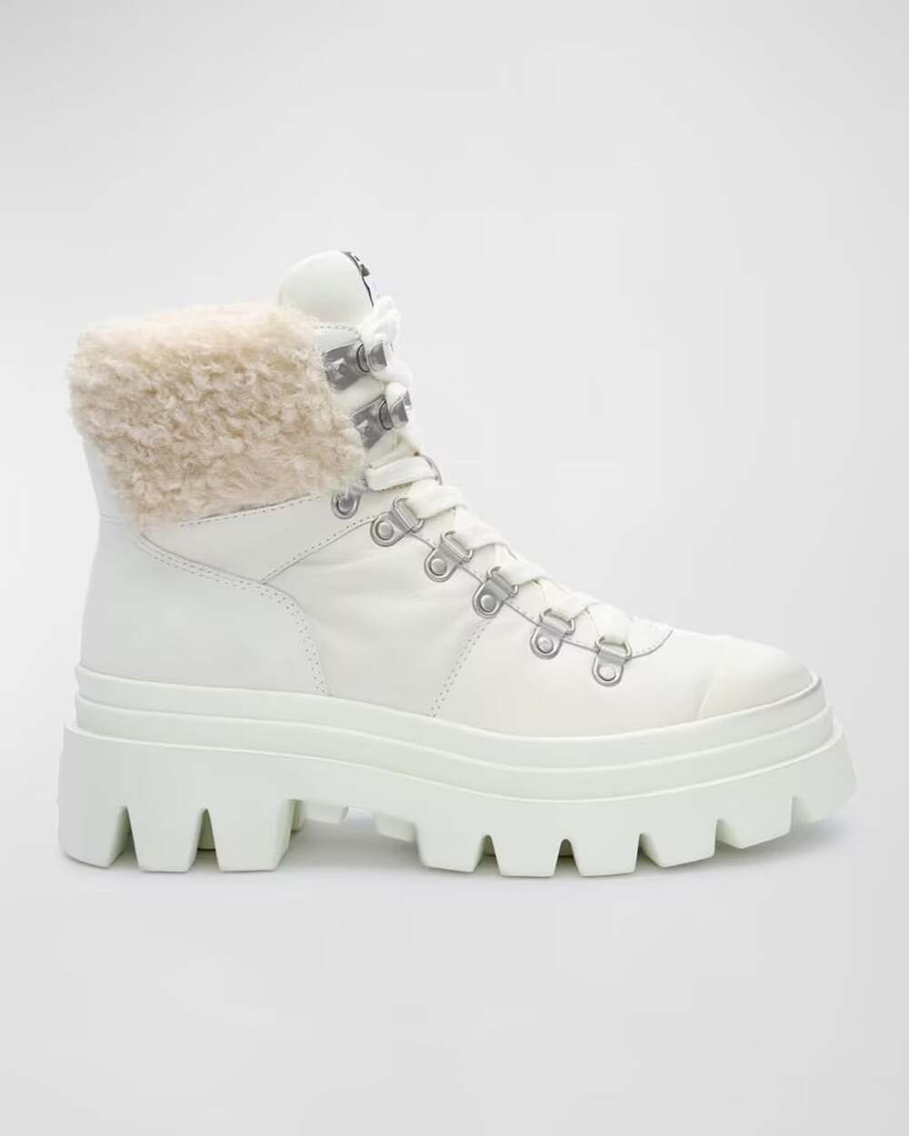 Ash Patagonie Women’s Leather Faux Fur Hiking Boots Size 38 White